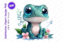 Cute Frog Illustration With Big Eyes Clipart Product Image 1
