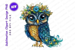 Cute Owl With Flowers Clipart Png Product Image 1