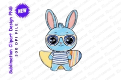 Surfer bunny with surfboard clipart png Product Image 1