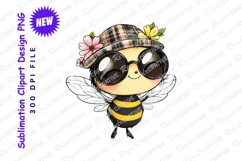 Cute cartoon bee with hat and sunglasses Clipart Png Product Image 1