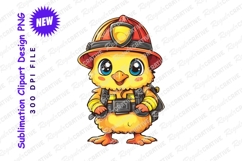 Cartoon chicken firefighter clipart png Product Image 1