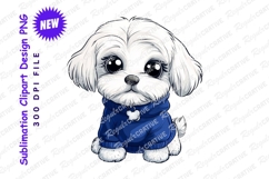 Cute maltese puppy in blue hoodie clipart png Product Image 1