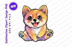 Cute cartoon corgi puppy smiling portrait clipart png Product Image 1