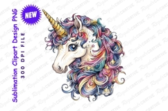 Rainbow haired unicorn illustration clipart png Product Image 1