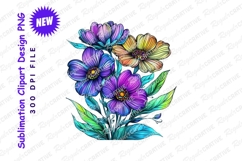 Colorful flower bouquet clipart png graphic Product Image 1