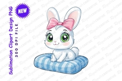 Cute bunny with bow clipart png Product Image 1