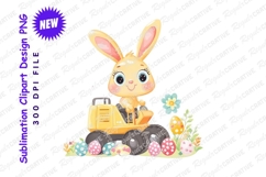 Easter bunny driving excavator clipart png Product Image 1