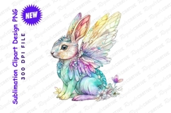 Pastel butterfly winged rabbit watercolor clipart png Product Image 1