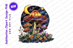 Psychedelic mushroom garden under night sky clipart png Product Image 1