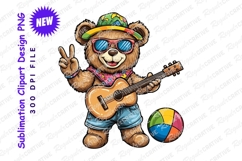 Summer bear playing guitar clipart png Product Image 1