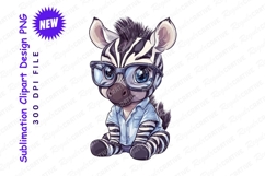 Cute zebra cartoon character wearing glasses clipart png Product Image 1
