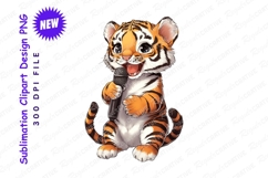 Singing baby tiger holding microphone clipart png Product Image 1