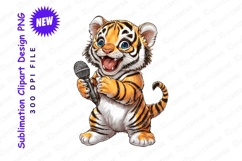 Singing tiger cub cartoon character clipart png Product Image 1