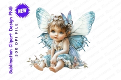 Cute baby fairy with blue butterfly wings clipart png Product Image 1