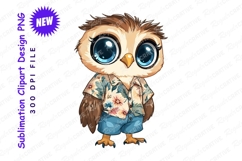 Cartoon owl in hawaiian shirt clipart png Product Image 1