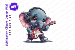 Cartoon elephant rocking guitar clipart png Product Image 1