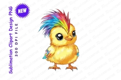 Cartoon chick with rainbow mohawk clipart png Product Image 1