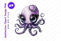Cute purple octopus clipart png illustration Product Image 1