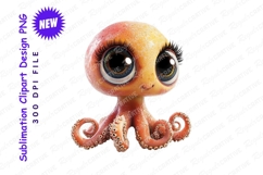 Cute cartoon octopus with big eyes clipart png Product Image 1