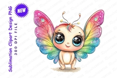 Adorable cartoon baby with butterfly wings clipart png Product Image 1