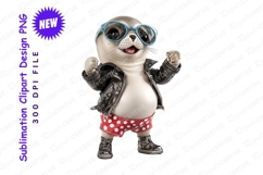 Cool seal character wearing leather jacket clipart png Product Image 1