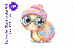 Cute snail wearing glasses and hat clipart png Product Image 1