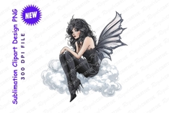 Goth fairy sitting on cloud clipart png Product Image 1