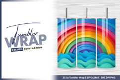 Colorful paper rainbow over ocean waves artwork tumbler png Product Image 1
