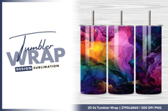 Colorful alcohol ink abstract background tumbler Product Image 1