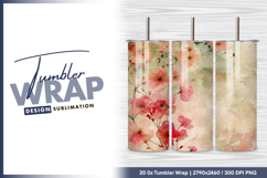 Pink floral design on textured background tumbler png Product Image 1