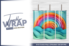 Colorful rainbow over ocean paper cut style tumbler Product Image 1