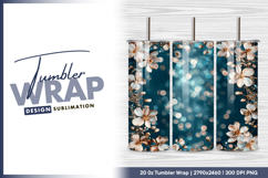 Floral frame on bokeh blue background Product Image 1