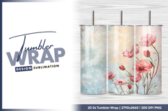 Pink poppy flowers on abstract background tumbler png Product Image 1