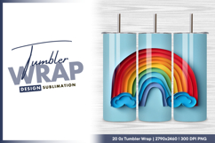 Layered paper rainbow with clouds tumbler png Product Image 1