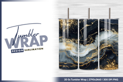 Abstract black white gold swirl fluid art tumbler png Product Image 1