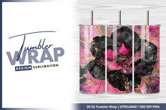 Abstract pink and black floral illustration tumbler png Product Image 1