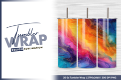 Colorful watercolor abstract background tumbler png Product Image 1