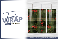 Green plaid pattern with red berries and pine tumbler png Product Image 1