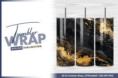 Black and gold glitter abstract design tumbler png Product Image 1
