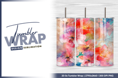 Watercolor flowers pink orange elegant floral tumbler png Product Image 1