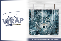 Wolf portrait in winter forest tumbler png Product Image 1