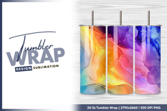 Colorful abstract ink alcohol swirl painting texture tumbler Product Image 1