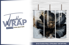 Black flower with golden glitter tumbler png Product Image 1