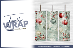 Christmas baubles on branches tumbler png Product Image 1