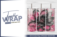 Modern floral art pink black silver accent tumbler png Product Image 1