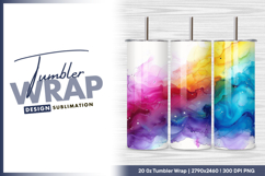 Rainbow watercolor flow with gold accents tumbler png Product Image 1