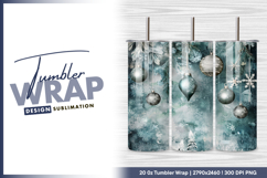 Teal christmas ornaments winter scene tumbler png Product Image 1