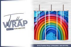 Colorful layered rainbow with clouds illustration tumbler Product Image 1