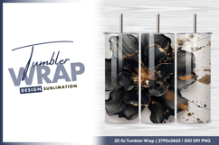Abstract black and gold floral design tumbler png Product Image 1
