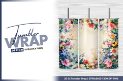 Floral frame colorful watercolor tumbler png Product Image 1